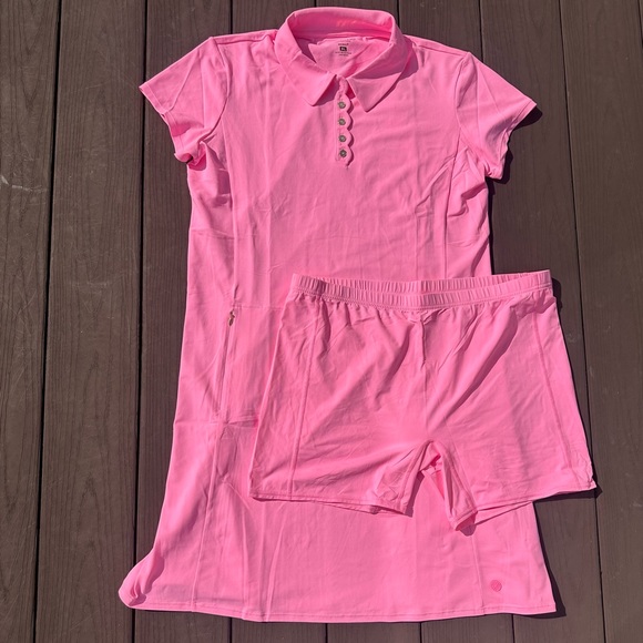 🆕 Lilly Pulitzer Frida Scallop Polo Dress UPF 50+ Rousseau Pink With Shorts - Picture 5 of 10